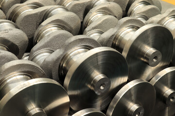 New engine crankshaft. Spare part.