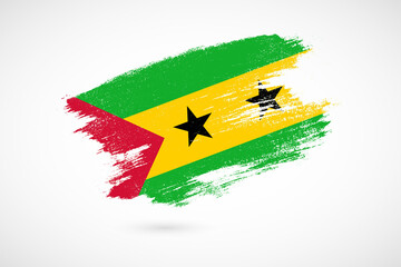 Happy independence day of Sao Tome and Principe with vintage style brush flag background