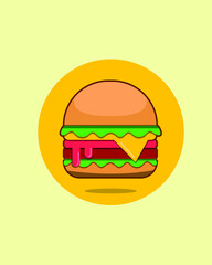 Flat style vector hamburger.