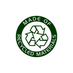 Made of recycled materials, Recycling icon isolated on white background