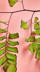 tropical plant Adiantum capillus veneris, a green leaf fern and has a hollow black stem - obrazy, fototapety, plakaty