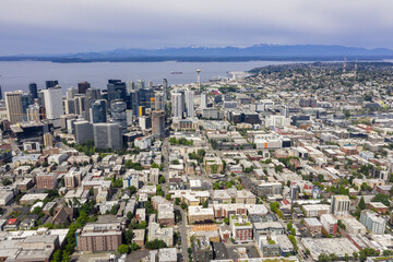 Fototapeta na wymiar Downtown Seattle from Above During the Day