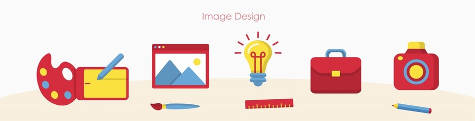 Designer tools or art education signs banner set