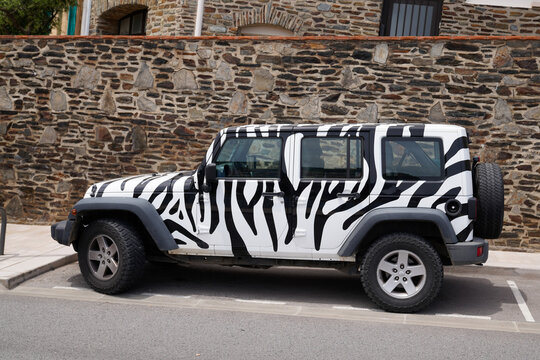 Jeep Wrangler zebra car paint 4x4 model all road custom paint
