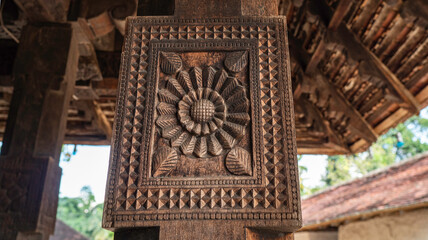 Traditional wood carvings of Embekka Devalaya