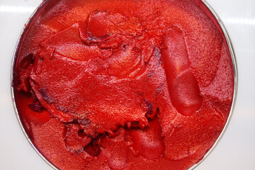 Close up raspberry sorbet ice cream on white background - obrazy, fototapety, plakaty