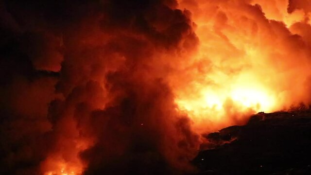 Close up of lava smoke rising.