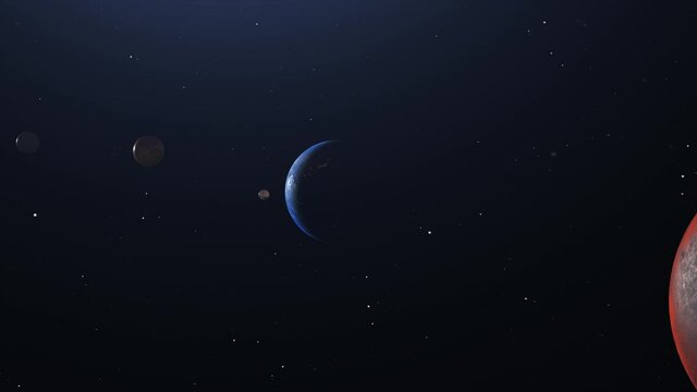 4k point of view solar system, the movement of the innermost planet in space