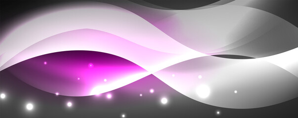 Shiny glowing neon wave, light lines abstract background. Magic energy and motion concept. Vector wallpaper template