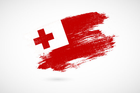 Happy independence day of Tonga with vintage style brush flag background