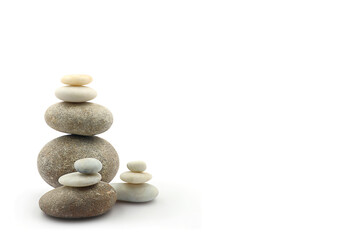 Spa concept on stone background. Balance of stones. isolate on white background. Font view and copy space