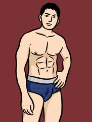 Fototapeta premium cartoon cute man on red background