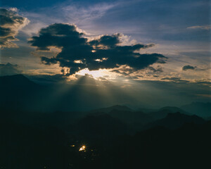 Sunset over the clouds