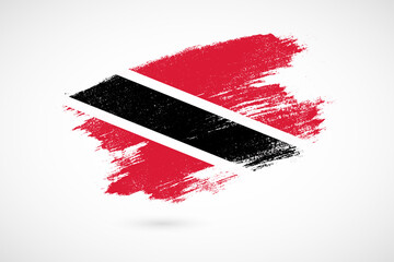 Happy independence day of Trinidad and Tobago with vintage style brush flag background