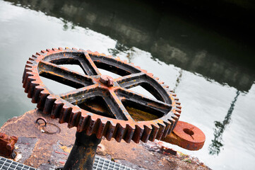 Close up of rusting cogwheel