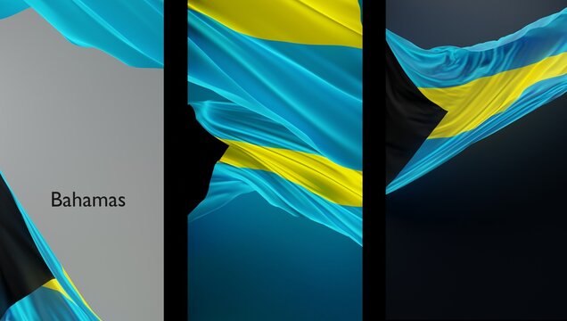 Abstract The Bahamas Flag 3D Render (3D Artwork)