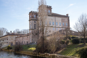 Robecco sul Naviglio ( MI ), Italy - April 01, 2021: Robecco sul Naviglio Villa Gaia and Palazzo Archinto, Milano, Lombardy, Italy