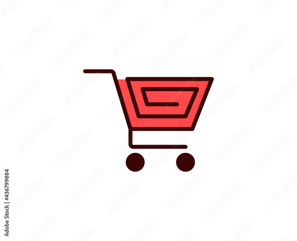 Wall mural Shopping cart line icon. Vector symbol in trendy flat style on white background. Commerce sing for design.