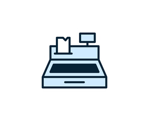 Cash register line icon. Vector symbol in trendy flat style on white background. Commerce sing for design.