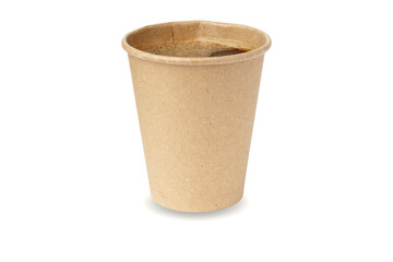 coffee in brown takeaway paper cup or mockup template isolated on white