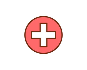Cross flat icon. Thin line signs for design logo, visit card, etc. Single high-quality outline symbol for web design or mobile app. Medical outline pictogram.