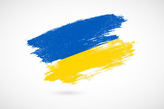 Happy independence day of Ukraine with vintage style brush flag background