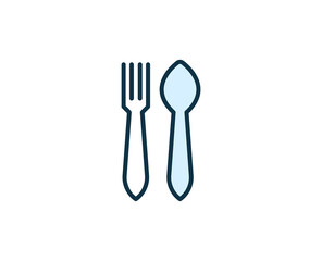 Fork and spoon line icon. High quality outline symbol for web design or mobile app. Thin line sign for design logo. Color outline pictogram on white background