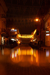 old temple at night