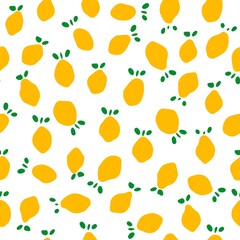 Seamless pattern with lemons. Flat minimalist cut out paper style. Bright summer background. contemporary fabric