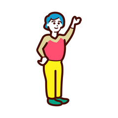片手を上げる子供のイラスト