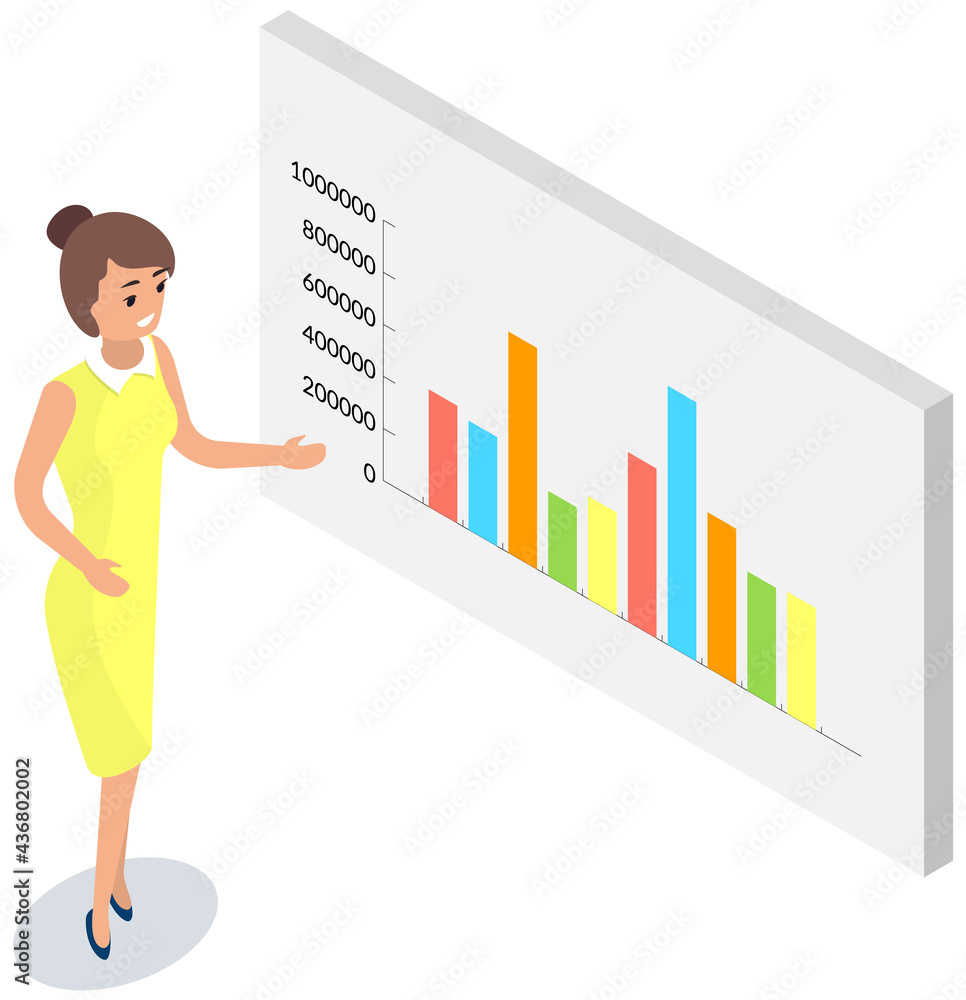 Poster visualize with business analytics. work with statistical data analysis, changing indicators. analyze