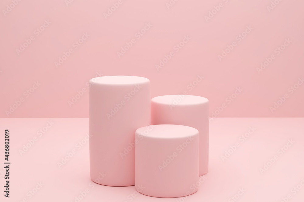 Poster round platform pink colour. studio scene for product display. 3d rendering