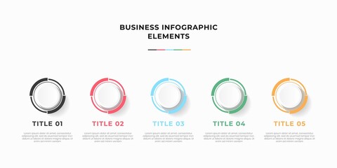 Presentation business infographic template with 5 options or steps. Modern infographic design template. Creative concept of five stages of business project
