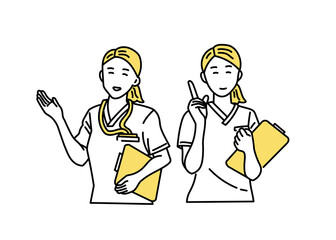 案内をする女性医師　医療アイコン