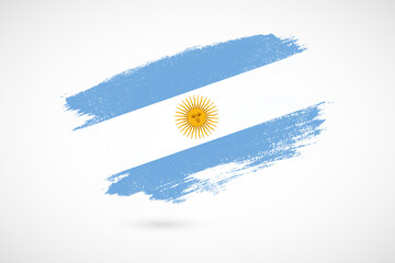 Happy independence day of Argentina with vintage style brush flag background