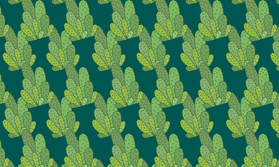 Cactus green plant Vector Seamless Repeating Pattern. Great as a textile print, fabric, background, packaging or giftwrap, wallpaper, scrapbooking, bookcover. Surface pattern design.