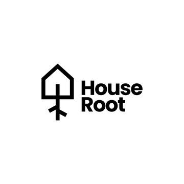 Root House Home Tree Logo Vector Icon Illustration