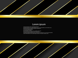 Abstract golden line banner on dark luxury background. vector illustration. 