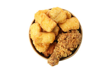 Tasty fried chicken isolated on white background