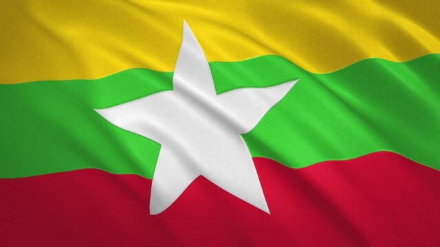 Myanmar . Waving Flag Video Background