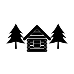 Wood house logo. Cabin log icon isolated on white background