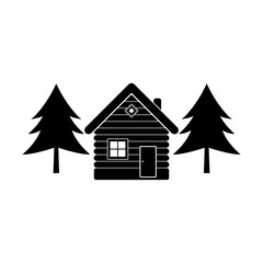 Wood house logo. Cabin log icon isolated on white background