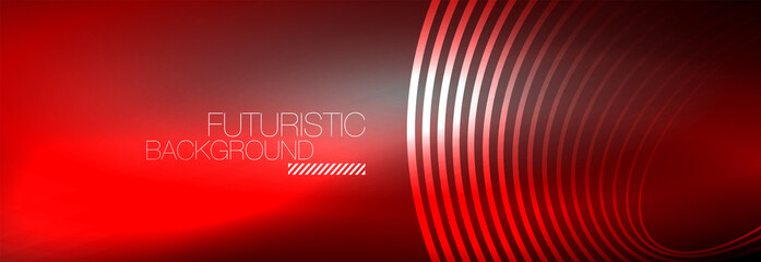 Dark abstract background with glowing neon circles. Trendy layout template for business or technology presentation, internet poster or web brochure cover, wallpaper