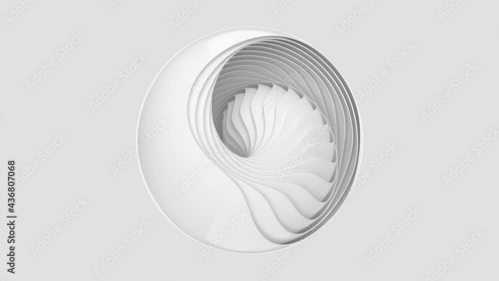 Poster white curves with abstract geometry, 3d rendering.