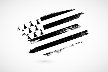 Happy national day of Brittany with vintage style brush flag background