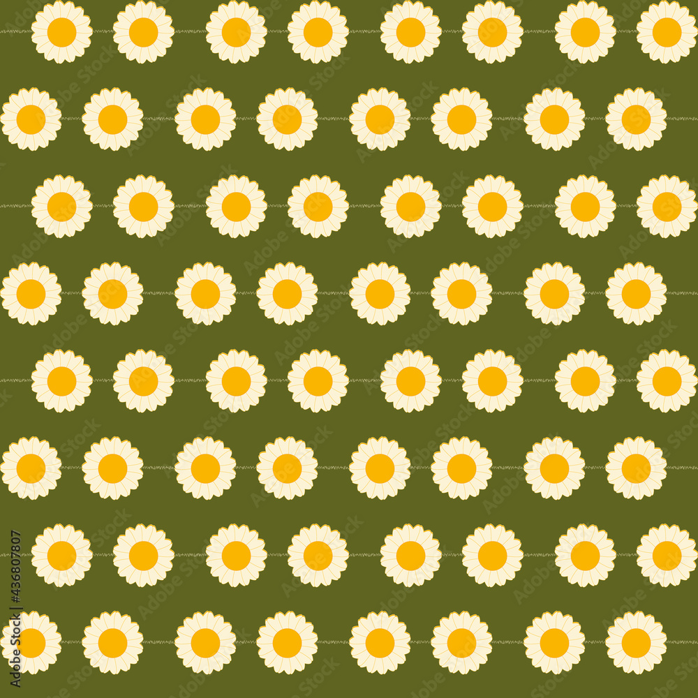 Poster retro daisy flower vector seamless repeat pattern print background