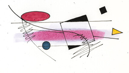 Hand-drawn colorful lower third in the style of abstract art