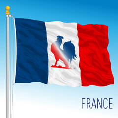 France, fancy flag with French cockerel symbol, European Union, vector illustration