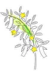 七夕飾りのシンプルタッチ線画