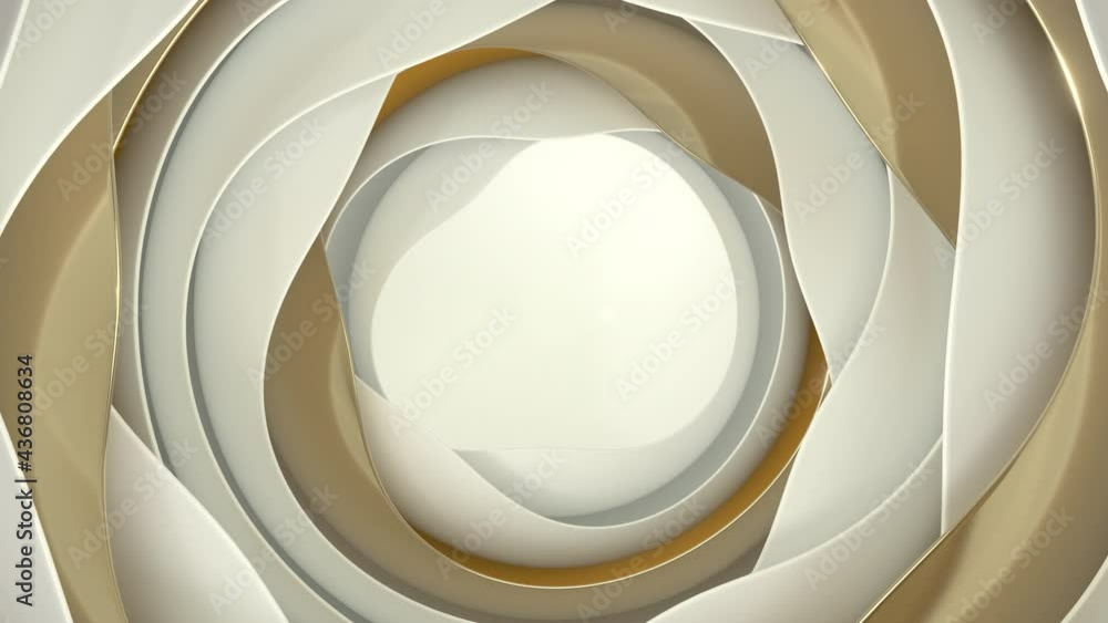 Poster white curves with abstract geometry, 3d rendering.